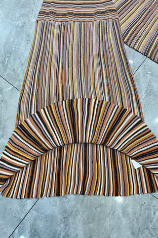 Shimmer Striped Halter Neck Top & Long Skirt Set