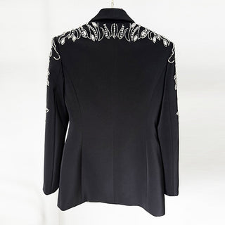 Crystal Embellished Long Sleeve Tailored Blazer & Mermaid Skirt Set