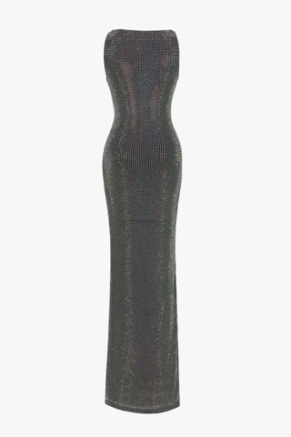 Crystal Embellished Sleeveless Bodycon Long Dress