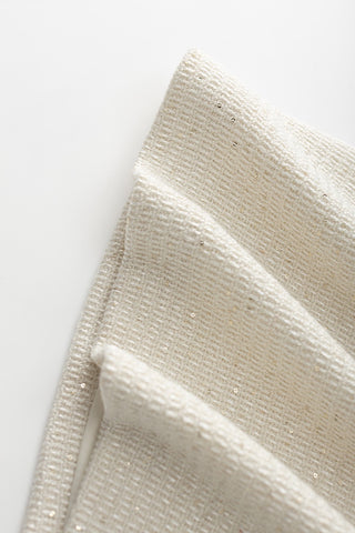 Pearl Trim Tweed Long Sleeve Square Neck Dress