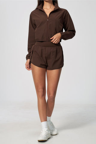 Cropped Zip-Up Jacket & High-Waisted Shorts Set