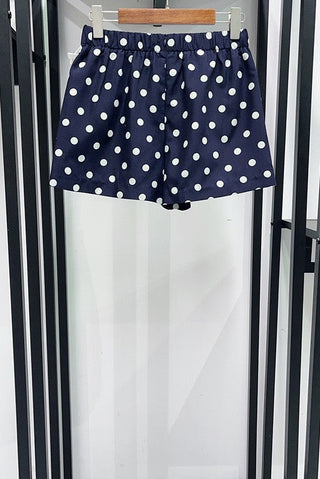 Polka Dot Top & Skort Set – Gold Button Detail, Side Buckle Accent & High-Waisted Skort