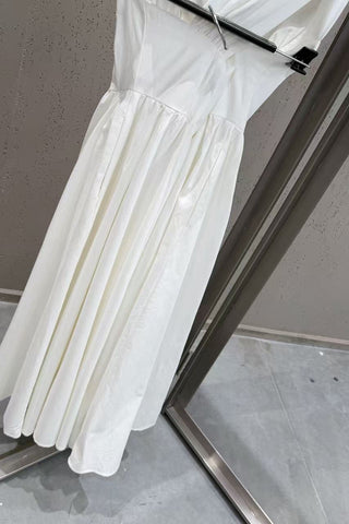 Tie-Shoulder V-Neck Open Back Flared Midi Dress
