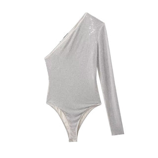 Lauryn One Shoulder Long Sleeve Mesh Bodysuit