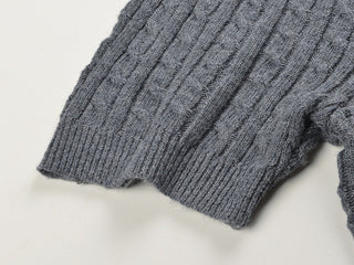 Pearl Embellished Cable Knit Short Sleeve Top.