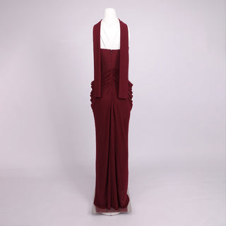 Strapless Corset Draped Long Dress with Ruched Hip Detail