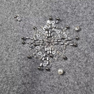 Embellished Wool Short Jacket – Grey High Neck Coat with Crystal Beads & Sequins
