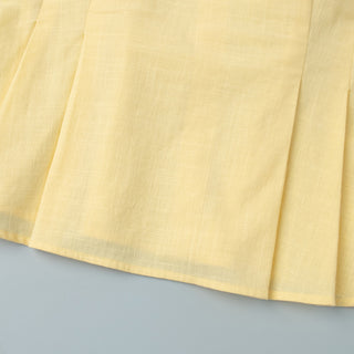 Sleeveless Linen-Blend Peplum Top & Long Skirt Co-Ord Set with Lace-Up Back