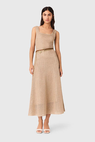 Sunlit Escape Sleeveless Open Knit Long Dress