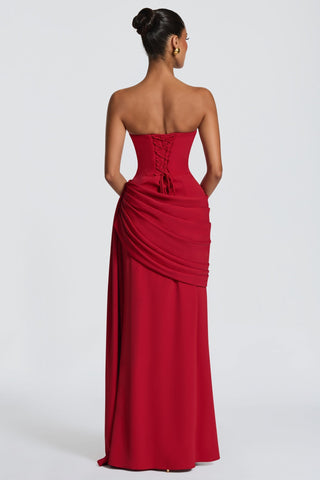Strapless Corset Draped Long Dress