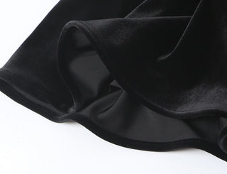 Velvet Cap Sleeve Mini Dress with Deep V-Neck and Flared Hem