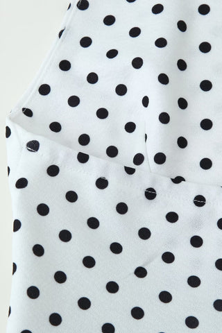 Polka Dot Polyester Halter Neck Sleeveless Top & Flared Pants Set