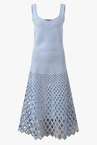 Embellished Sleeveless Open-Knit Midi Dress
