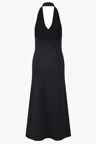Pearl Floral Button Halter Long Dress