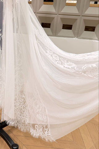 Lace Corset Long Dress – Draped Long Sleeve Gown