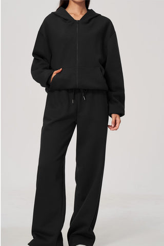 Relaxed Zip-Up Hoodie & Wide-Leg Sweatpants Set