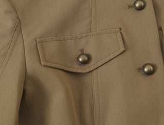 Military-Inspired Stand Collar Long Sleeve Jacket & High Waist Tailored Shorts Set