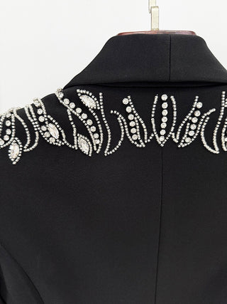Crystal Embellished Long Sleeve Tailored Blazer & Mermaid Skirt Set