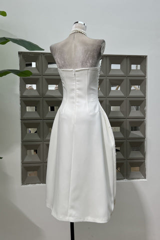 Pearl & Crystal Strapless Midi Dress