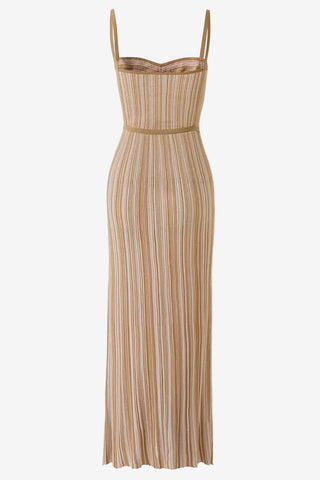 Sparkle Ribbed Sweetheart Neck Sleeveless Long Dress