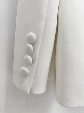 Crystal Embellished Shawl Collar Blazer & Wide Leg Pants Set