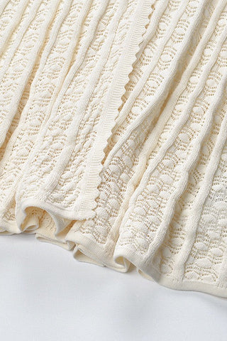 Textured Knit Button-Front Long Dress with V-Neck and Long Sleeves