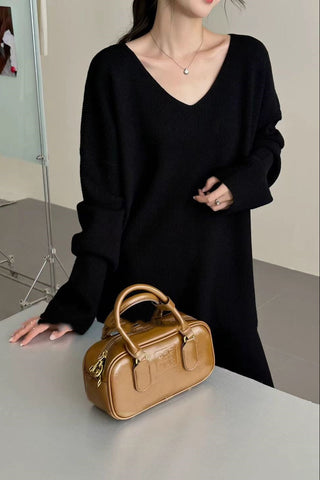 Comfy Relaxed V-Neck Knit Top & Wide-Leg Pants Set