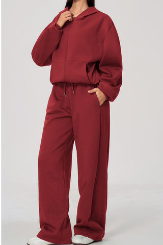Relaxed Zip-Up Hoodie & Wide-Leg Sweatpants Set
