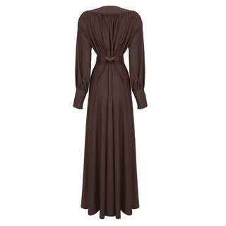 Roselyn Long Sleeve Belted Long Dress