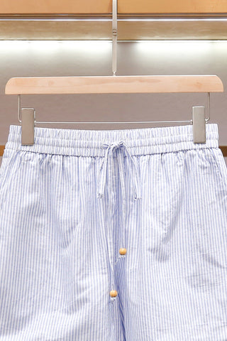 Coastal Embroidered Stripe Shirt & Shorts Set