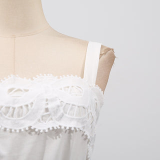 Statement Lace Cutwork Belted Tiered Long Dress