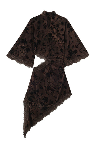 Floral Velvet Lace Cutout Mini Dress