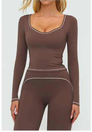 Flex Fit Long Sleeve Top and High-Waist Pants Set