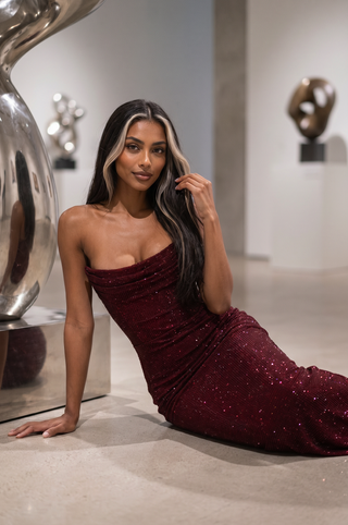 Sparkling Strapless Rhinestone Mermaid Evening Gown