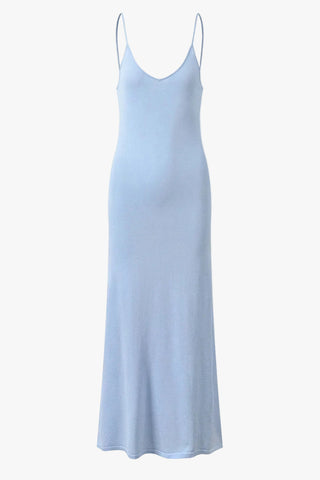 Knit Long Slip Dress with Spaghetti Straps