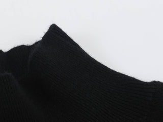 Belted Mock Neck Knit Sweater with Wide Sleeves