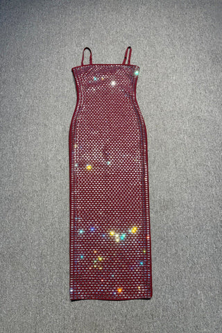 Crystal Bandage Long Dress – Spaghetti Straps, Body-Hugging Fit