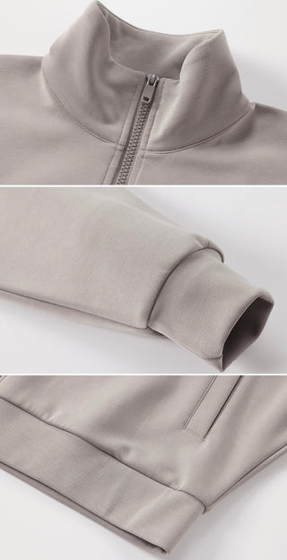 Relaxed Fit Zip-Up Jacket and Wide Leg Pants Set