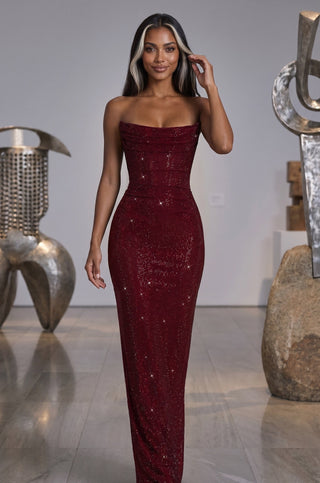 Sparkling Strapless Rhinestone Mermaid Evening Gown