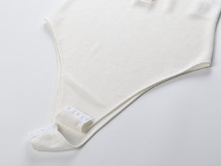 Long Sleeve Ribbed Knit Bodysuit with Collar & Button Front