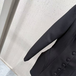 Sculpted Waist Button-Front Blazer Mini Dress