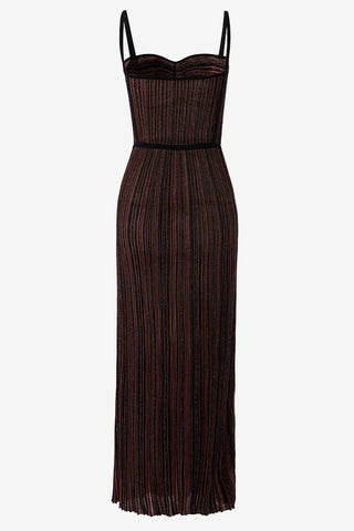 Sparkle Ribbed Sweetheart Neck Sleeveless Long Dress