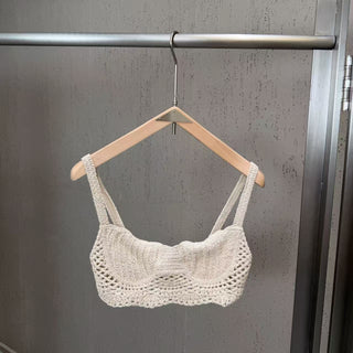 Crochet Bustier Top & Fringe Mini Skirt Set