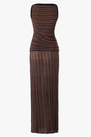 Sleeveless Textured Knit Top and Long Skirt Set – Premium Stretch Fabric