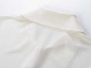 Long Sleeve Ribbed Knit Bodysuit with Collar & Button Front