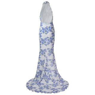 Grecian Floral Backless Long Dress