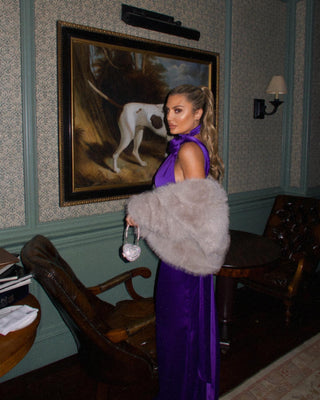 Elegant Purple Satin One-Shoulder Evening Long Dress