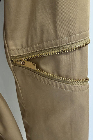 Belted Zip-Detail Long Trench Jacket
