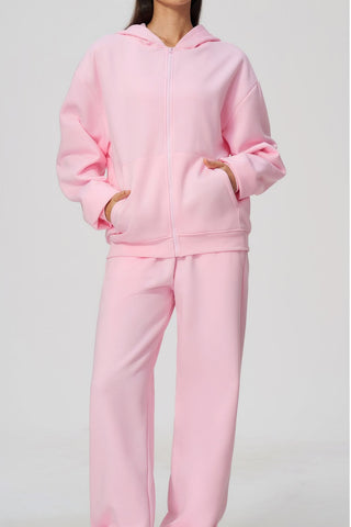 Relaxed Zip-Up Hoodie & Wide-Leg Sweatpants Set