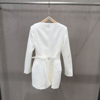 Sculpted Waist Button-Front Blazer Mini Dress